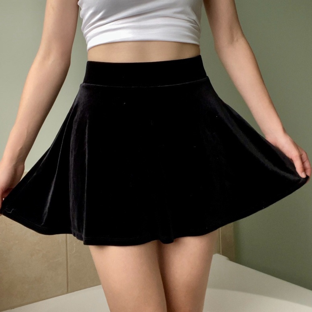 Velvet Skater Mini Skirt